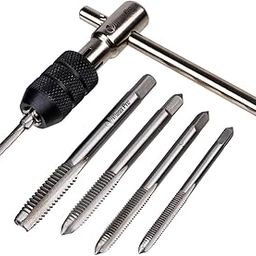 Mass Pro 6Pcs Taps & T-Handle Wrench Threading Tool Tungsten Carbide Tap Die Screw-image-7