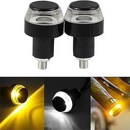 T9 TAGGEAR Handlebar Light - 2x Yellow White Handle bar End Lights for Universal Bike Scooty Bajaj Hero Honda Tvs Ktm Suzuki Yamaha Kawasaki & More | LED | Orange,White,Yellow | Set of 2-24