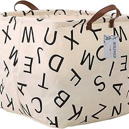 SAKUYV Canvas Storage Bins Toy Basket Collapsible Box Chest Organizer Water Resistant Nursery for Edroom, Closet, Kid's Toys, Laundry (Letter)-image-37