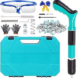 Manual Steel Nails Gun Tool Set Ceiling Nail Gun for Round Nail Gun with 10pcs Round nails Green Concrete Nail Gun 3 Gears Blue Riveting Gun for Cement Wall-image-74