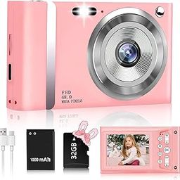 48MP Digital Camera 1080P HD Compact Digital Camera with 16x Zoom Anti Shake 2.4 inch IPS Screen Small Digital Camera 32GB SD Card for Teens Kids Gifts (Pink)-image-45