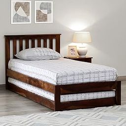 Ferrovilla Nepes Trundle Single Sheesham Wood Bed for Bedroom | Solid Wood | Without Storage | Single Size | Bedroom Furniture | 2 Years Warranty-image-35