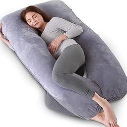 Kingta Pregnancy Pillow U Shaped Full Body Pillow with Washable Cotton Cover - 55 inches Maternity Pillow for Pregnant Women - Support Head, Back, Shoulder, Hips, Legs and Belly (Gray)­-image-27