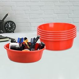 Homestic Pack of 6 Desk Organizer | Stationery Organizer Tub | Multipurpose Storage Organizer | Office Supplies Organizer for Pen-Pencil-Staplers-Clips | Desktop Organizer | 6 LTR | Red-image-21
