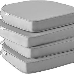 IPYNBAP Outdoor Chair Cushions Set of 4，Waterproof Outdoor Seat Cushions for Patio Furniture，Patio Chair Cushions with Ties, Round Corner Outdoor Chair Pads for Garden, 18.5" x 16" x 3", Dark Grey-image-8