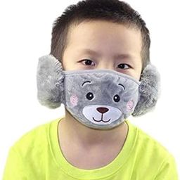 DSquared Kid's Mouth Mask Warm Earmuffs Embroidery Half Face Mask Mouth Cover, Grey color, (3 Years to 10 Years) for Autumn Winter (Set of 1 piece)-23