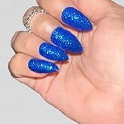 Style Castey Blue Glitter Almond Nails – Sparkly Shine for Party-Ready Look-25