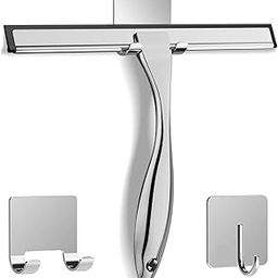 All-Purpose Stainless Steel Metal Bathroom Shower Glass Squeegee Wiper Blade Window Cleaning Metal Cleaner Tool Household Window Mirror Squeegee, Cleaning Tile Wall, Car (10 Inch Silver)-image-59