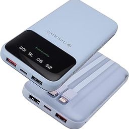 ZEBRONICS MW60 Power Bank, 10000 mAh, Rapid Charge, 20W Output, Outputs - Dual USB | Dual Type C | Lightning, Type C PD, LED Indicator, Built in I/O Cables, Made in India (Sky Blue)-0
