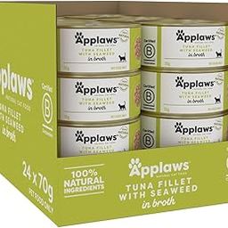 Applaws Natural Premium Wet Cat Food for Adult Cats, Tuna Fillet with Seaweed in Broth Pack of 24 x 70g Cans-picture-13