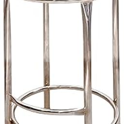 MUNEET GROVERS FURNITURE Modern Round Bar Stool with Black Leather Cushion Seat, Chrome Metal Frame-image-52