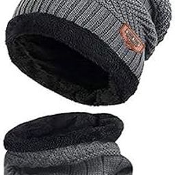 Adult's Wool, Acrylic Winter Cap With Neck Muffler (Pack Of 2) (Unisex_Cap_Grey_Grey_Free Size)-image-26