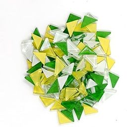 Sweven Art Mosaic Tiles, 15x15mm Size Triangles, 4mm Thick, Green, Yellow & White (Pack of 200Gms)-image-63