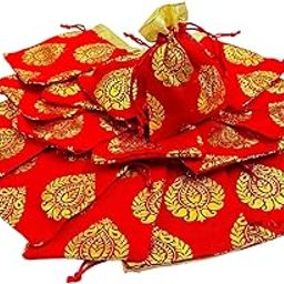 Moira 30pcs 4X6 inch Small Size Red Printed Motif Potli for Gifting, Jewellery Storage, Shagun, Coin Packing, Art & Craft-image-20
