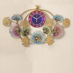 Trendclock Metal Wall Hanging Floral Handmade Sweep Machine Silent Wall Clock Watch Multicolor for Bedroom/Drawing Room/Hall/Dining Room (30X16 Inch) Analog-picture-21