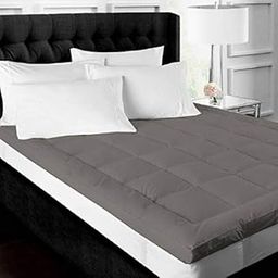 Texlux 800 GSM Mattress Topper, Extra Thick 2" Mattress Padding, Soft & Fluffy Microfiber Filling for Better Sleep, Back Pain Bedding, 4 Corner Elastic, Twin Size, 48X72Inch, Grey | 4X6 Feet-0