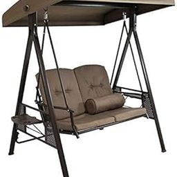 Design HUB1 2-Person Metal Frame Outdoor Adjustable Canopy Swing/Brown-61