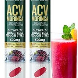 Vitaminnica ACV Moringa Effervescent Tablets To Control Cravings | Reduces Stress, Gut Health, Weight Loss | Sugar Free | 15 Tablets Each (Pack of 2, Mixberries)-18