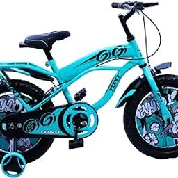 Tony RAW Bicycles Sports Gigi 14T BMX Single Speed Bicycle Cycle for Kids 2 Years to 5 Years Boys & Girls Double Back Seat with Training Side Wheels Water Sipper (14T, Sea Green)-image-97