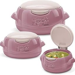 Milton Microwow One Touch Jr. Gift Set Inner Stainless Steel Casserole with One Touch Lid, Set of 3 (400,750,1340 ml), Mauve, BPA Free, Food Grade, Hot and Cold, Microwave & Dishwasher Safe-17