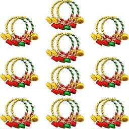 Handmade Gota Patti Bangles with Hangings Return Gift for Women for Pooja Varalakshmi Vratham, Wedding, Haldi Ceremony, Mehndi Function, Bridal Shower Gifting-image-17
