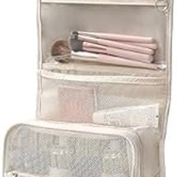 Toiletry Bag for Travel Toiletry Kit Cosmetic Makeup Pouch Organizer Foldable Multifunction Portable Brush/Shaving Kit/Medicine Holder Bag for Men's & Women's Waterproof (Beige)-image-45