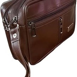 Travel kit Pouch Hand Bag Two Parts & Inside Small Pocket Color Brown Travel Shaving Kit & Bag for Man and Women-image-12