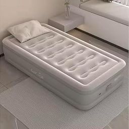 ZINLEY Polyvinyl Chloride (PVC) Single Air Bed,Inflatable Bed with Built-in Electric Pump,3 Mins Quick Self-Inflation/Deflation Guest Air Mattress,Blow Up Bed for Home Portable Camping Travel,Beige-image-31