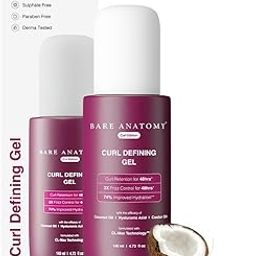 Bare Anatomy Curl Defining Gel | For Well Defined Shiny Curls | Curl Retention & 2X Frizz Protection For 48 Hours | Coconut Oil, Hyaluronic Acid & Castor Oil | Sulphate & Paraben Free | 140 ml-image-64