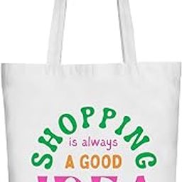 Women Reusable Shopping/Grocery Classic Tote Bag With Pocket Shoulder Canvas Handbag Travel Bag Multi-Purpose White-image-74