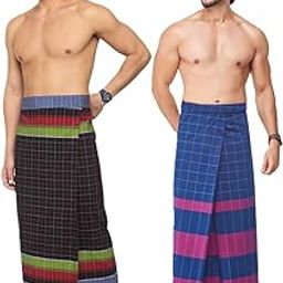 Brand Men's Cotton Stitched Lungi (Pattern May Vary, Multicolour, Free Size) - Pack of 2-53