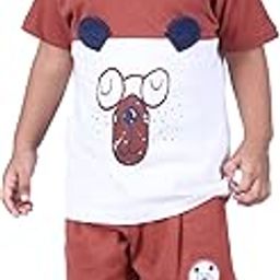 Baby Boys Classic Fit Solid T-Shirt and Short Set | Brown/White | 3-4 Years | KIDS12825-image-121