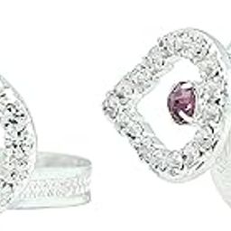 Missmister Silver plated Pear shape design White and Violet CZ Adjustable Toe ring for Women (MM2210TRRM)-image-12