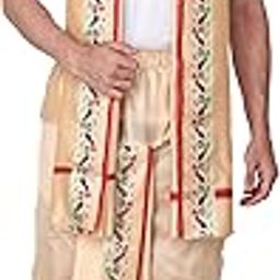 Readymade Dhoti for Men, Velcro Style Stitched Mens Silk Dhoti Pant Set, Free Size-50