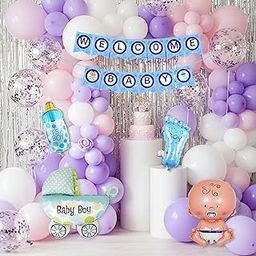 KIDZILO 57 Pcs Welcome Baby Boy Decoration Kit | Balloons, Banner, Curtains, Foils, Stars, Hearts, Ribbon & Confetti for Baby Shower & Newborn Celebration Set 12-picture-15