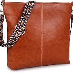 Pure Vegan Leather Crossbody Bag Sling bag for women girls with Bohemain Strap, Retro Fashion Hobo Shoulder bag for office travel Decorative Ethnic Pattern Handbag-image-7