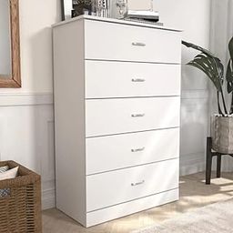 Glossy Frosty White Chest of Drawers for Living Room, Engineered Wood-11