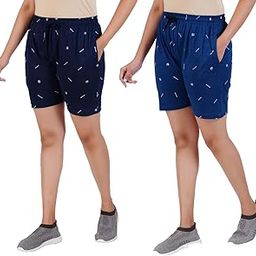 Women Cotton Regular Fit Printed Shorts (Pack of 2)-image-87