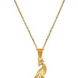 Jewellery for Less Fabulous Gold Plated Peacock Design Pendant With Chain for Women and Girls,Valentine-image-65