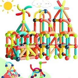 TOYTASTIC Magnetic Building Sticks Blocks Kids Toy, Learning Sticks and Balls, Activities Toys for Toddlers, Educational Magnet Building Blocks,Kids Toy for 3+ Year Old Gifts(64pcs)-image-4