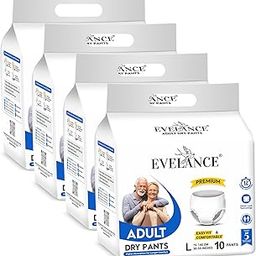Evelance adult diapers, Size L 40 diapers, odor lock technology & easy fit diaper pants, with 12 hours of protection (Pack of 4)-image-48