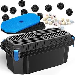 Antfraer Pond Filter Box, Outdoor Water Garden Filter Case for Pump Maintenance, Submersible & Fountain System Compatible, No Built-In Pump Included-image-8