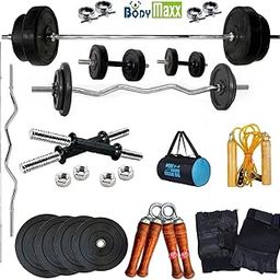 Body Maxx 20Kg Rubber Weight Plates Home Gym Fitness Package 4 Rods,Gym Bag,Gym Accessories.-picture-27