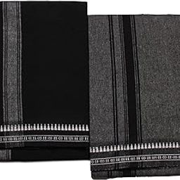 Cotton Men's Single Dhoti -1.9 Mtrs Color Cotton Dhoti Set of 2-image-0
