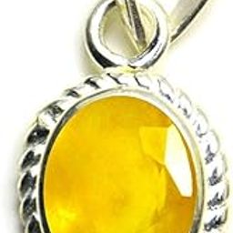 18.25 Carat Natural Yellow Sapphire Pendant/Locket Pukhraj Stone Original AAA+ Quality Gemstone Silver Plated Pendant for Men and Women-image-83