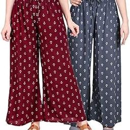 Gurara Fashion Women's and Girls Cotton Reyon Regular Fit Palazzo Pants (Pack of 2)-image-1