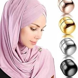 Set of 4 Round Glossy Magnetic Brooch | Button | Saree Pin | Hijab Pins For Women | Girls (4 pair)-image-6