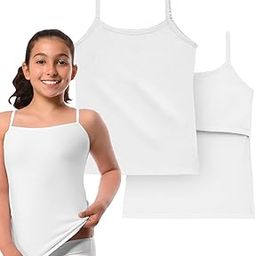 Puberty Camisole for Girls | Built-in Light Flat Padding| Stretchy Cotton with Built in Bra | Boosts Confidence in Puberty |Padded Camisole for Teens 10 to 12 Years | Pack of 2-15