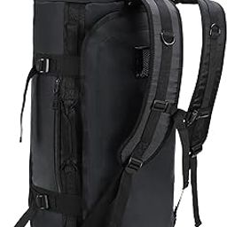 Large Duffel Backpack Sports Gym Bag with Shoe Compartment, Heavy Duty and Water Resistant, Black, 60L-53