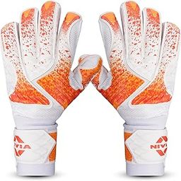 Nivia Finger Saviour Goalkeeper Gloves for Men & Women, Latex Palm with Durable Embossed PVC Backhand, Orange/White (Medium)-image-51